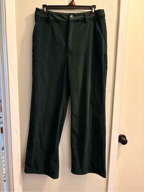 Forest Green Corduroy Wide-Leg Pants